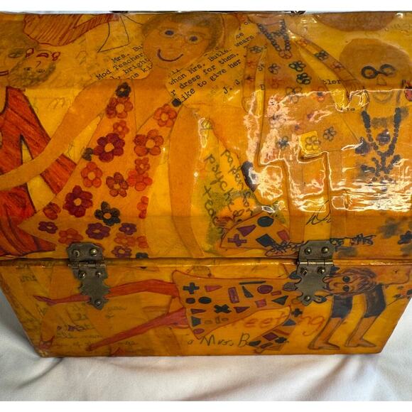 Vintage Decoupaged Wooden Purse Handbag - Picture 8 of 12